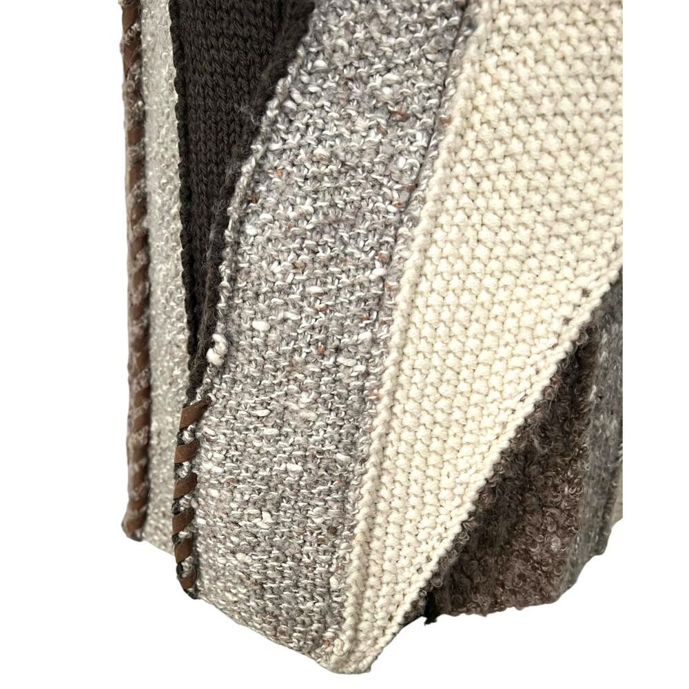 Vintage The Limited Hand Knit Sweater Colorblock Brown Beige Cream Wool Blend M - Picture 5 of 10
